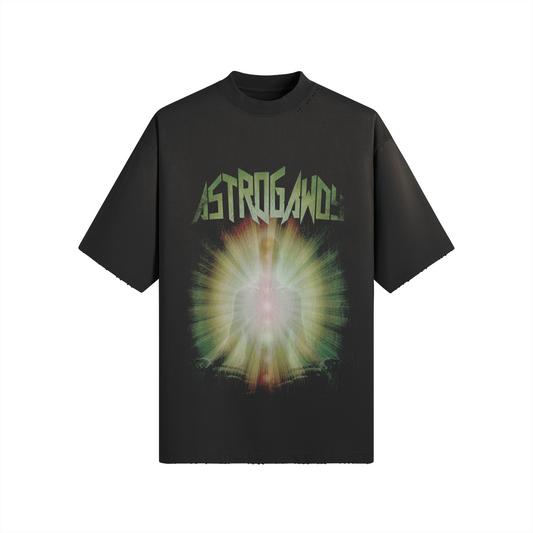 Astral Chakra Sun Faded Distressed T-shirt Oversized